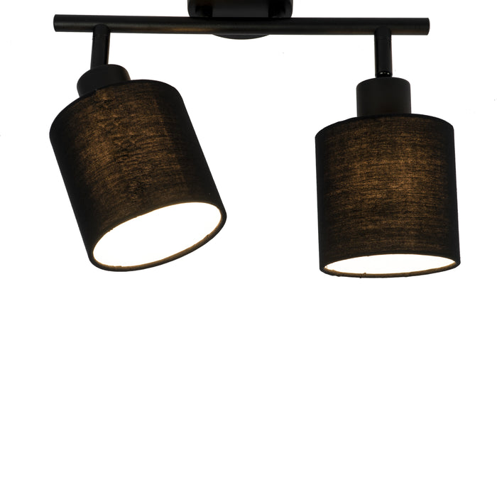 QAZQA Plafondspot zwart met zwarte kap 2-lichts verstelbaar - Hetta