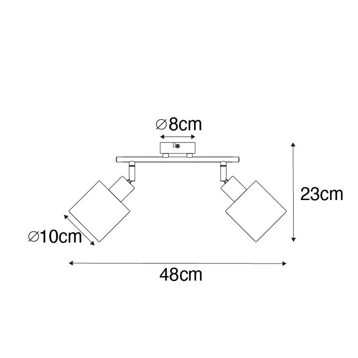 QAZQA Plafondspot zwart met zwarte kap 2-lichts verstelbaar - Hetta