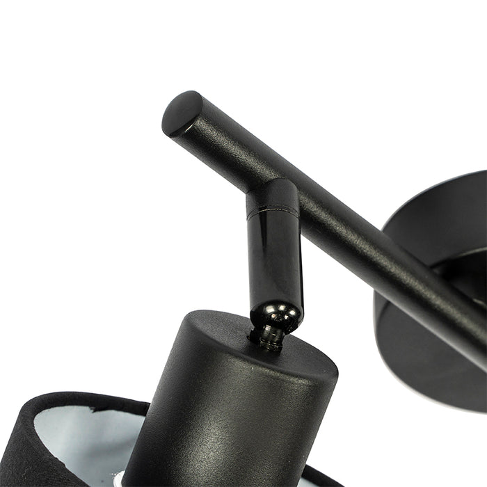 QAZQA Plafondspot zwart met zwarte kap 2-lichts verstelbaar - Hetta