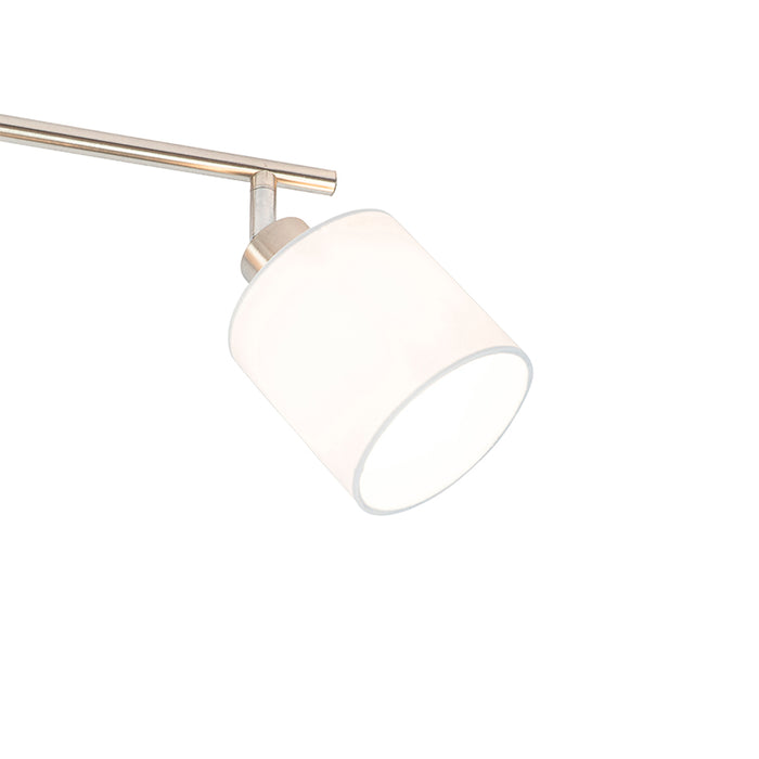 QAZQA Plafondspot staal met witte kap 3-lichts verstelbaar - Hetta