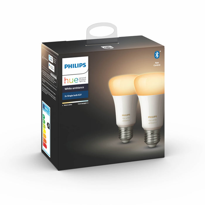 Philips Hue Bluetooth White Ambiance E27 Lichtbron Duo Pack