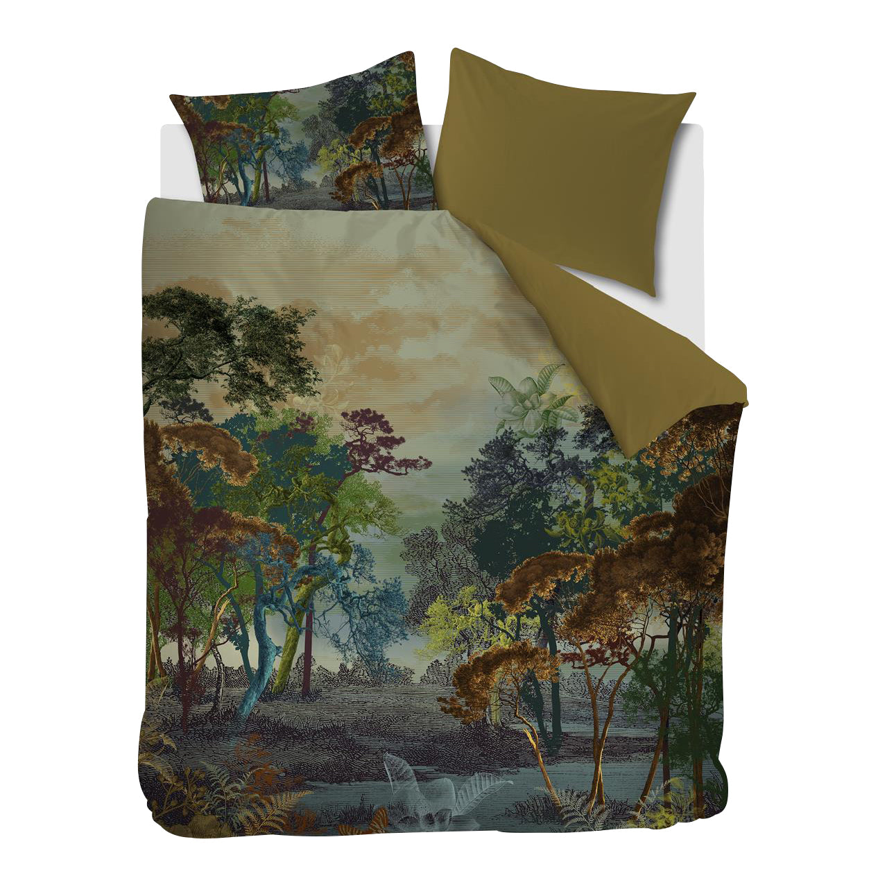 Kardol Forest Gate Dekbedovertrek 200 x 200/220 cm - Olijfgroen