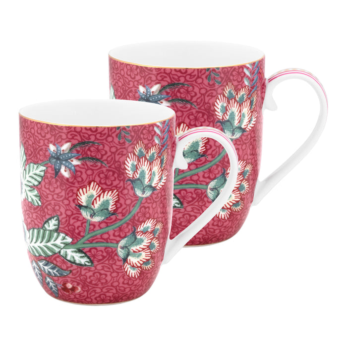 Pip Studio Flower Festival Beker Small - Set van 2 - Donkerroze