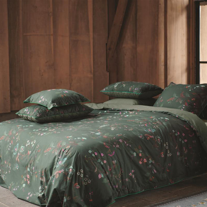 Pip Studio Kawai Flower Dekbedovertrek 240 x 200/220 cm - Donkergroen