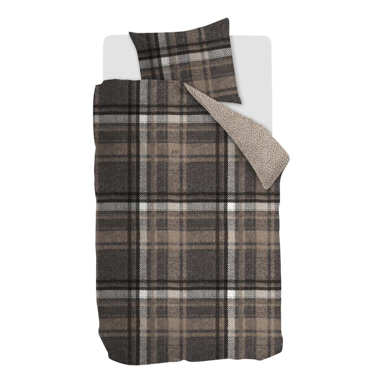 Rivièra Maison Cozy Check Dekbedovertrek 140 x 200/220 cm - Bruin