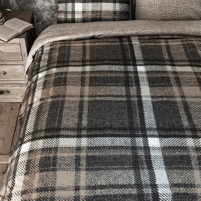 Rivièra Maison Cozy Check Dekbedovertrek 140 x 200/220 cm - Bruin