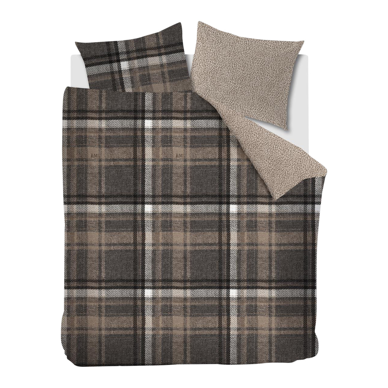 Rivièra Maison Cozy Check Dekbedovertrek 200 x 200/220 cm - Bruin