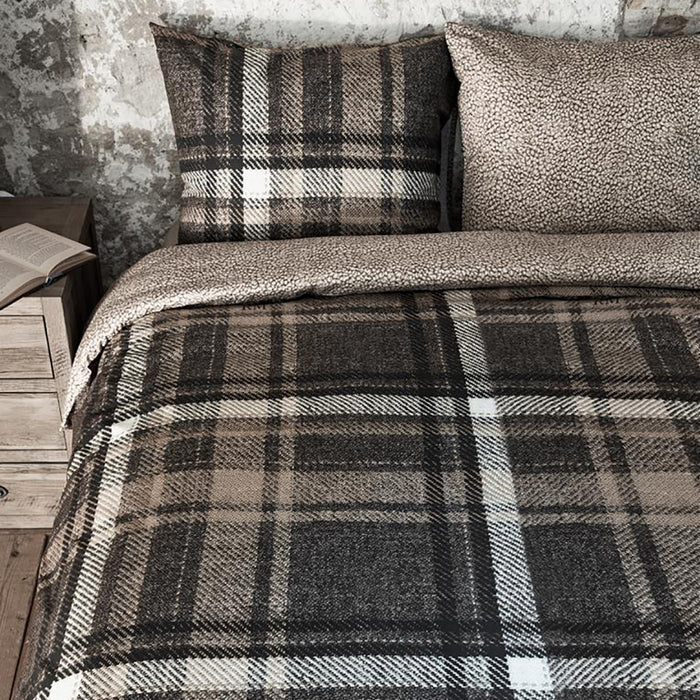 Rivièra Maison Cozy Check Dekbedovertrek 240 x 200/220 cm - Bruin