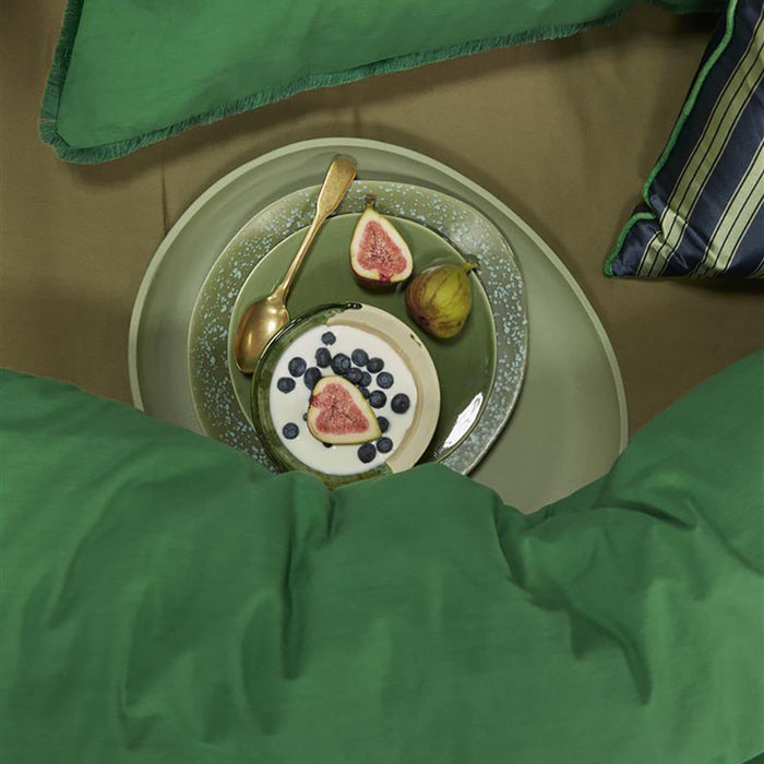 vtwonen Natural Stone Fraying Dekbedovertrek 200 x 200/220 cm - Groen