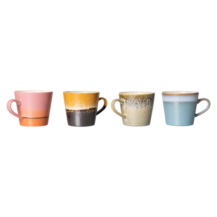 HKliving 70's Ceramics Cappucinokop 0,33 L - Set van 4 - Meteor