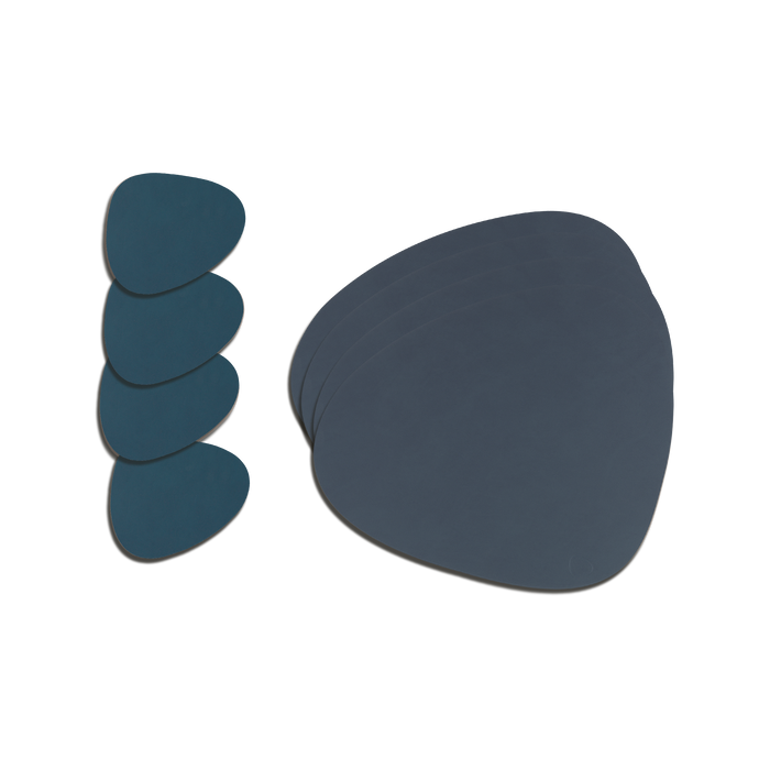 LIND DNA Nupo Curve Placemats 4 st. + Onderzetters 4 st.- Dark Blue
