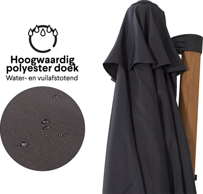 Homra LUX-XL-HOUT zweefparasol - Ø300 cm - Incl. beschermhoes