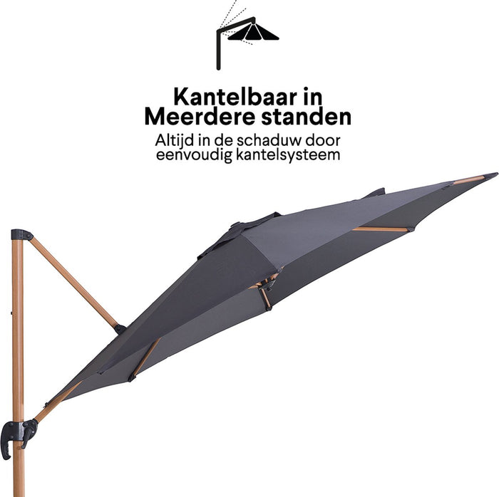 Homra LUX-XL-HOUT zweefparasol - Ø300 cm - Incl. beschermhoes