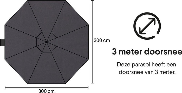 Homra Alpha Deluxe zweefparasol - Ø300 cm - incl. vulbare tegels