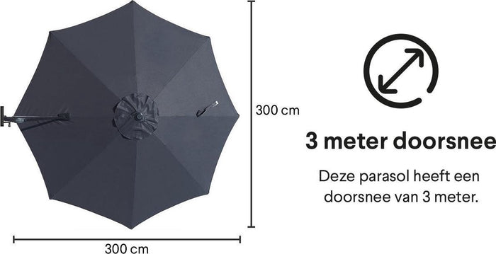 Zweefparasol met voetpedaal Ø300 cm Homra - Inclusief  4 Vulbare