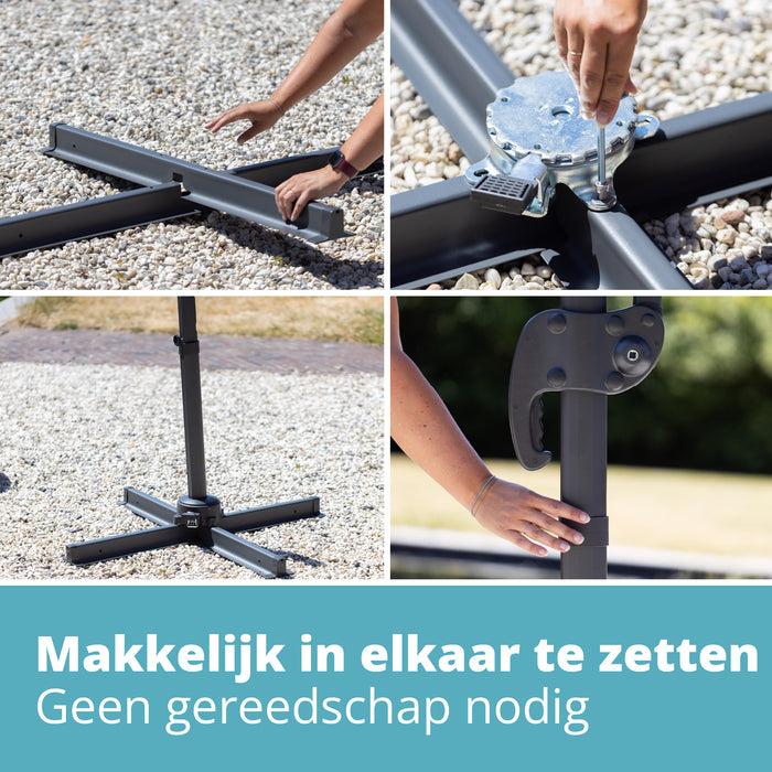 Zweefparasol met voetpedaal Ø300 cm Homra - Inclusief  4 Vulbare