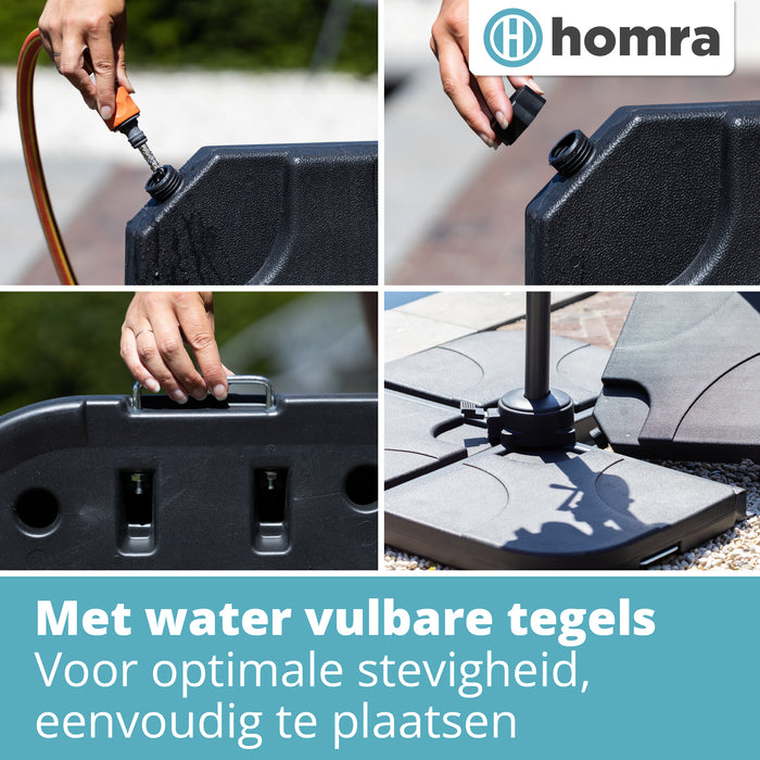 Zweefparasol met voetpedaal Ø300 cm Homra - Inclusief  4 Vulbare