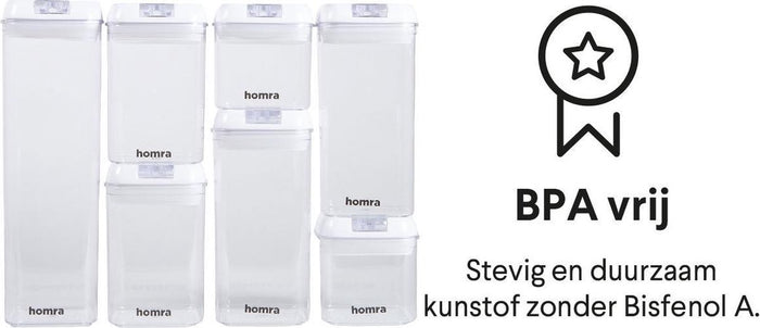 Homra Freshbox Wit - set van 7 voorraadpotten