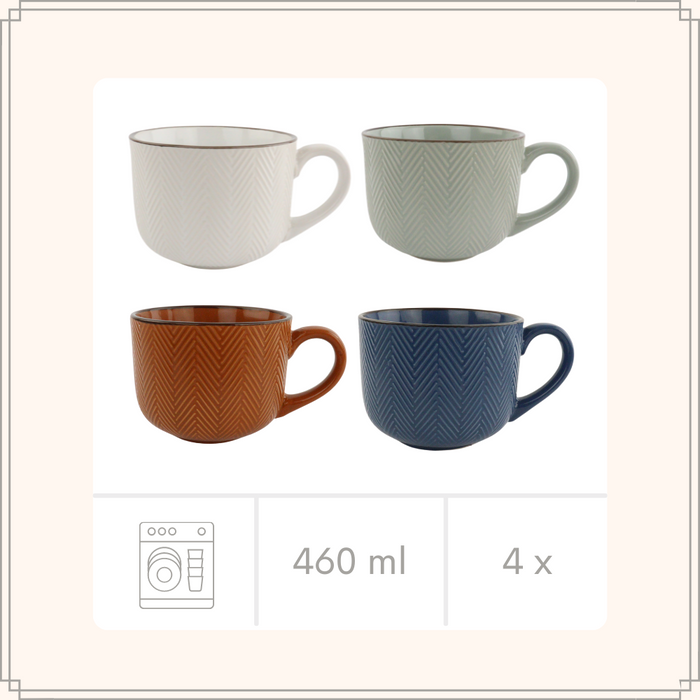 OTIX Koffiekopjes Koffiemok Koffietassen Soepkom met Oor Set van 4...