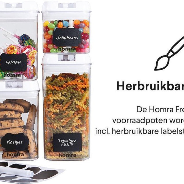 Homra Freshbox Wit - set van 5 voorraadpotten
