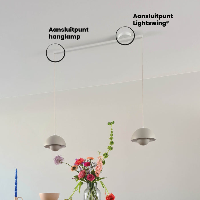 Lightswing® - Twin Ophangsysteem voor twee Hanglampen - Mat wit 110cm
