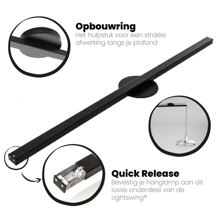 Lightswing® Single Ophangsysteem voor één Hanglamp - Mat zwart 110cm