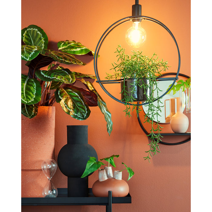 Mica Decorations Phoenix Wandspiegel - B11 x Ø58 cm - Metaal - Zwart