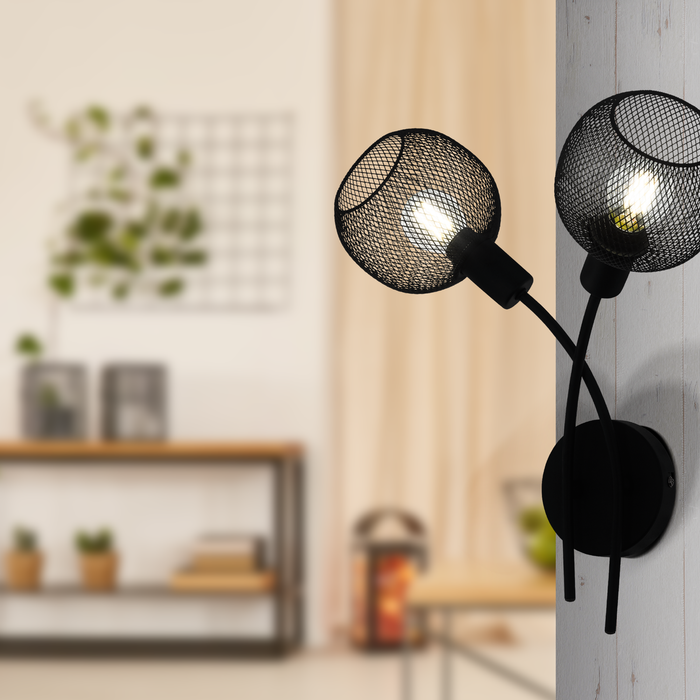 EGLO Wrington 1 Wandlamp - E14 - 38,5 cm - Zwart