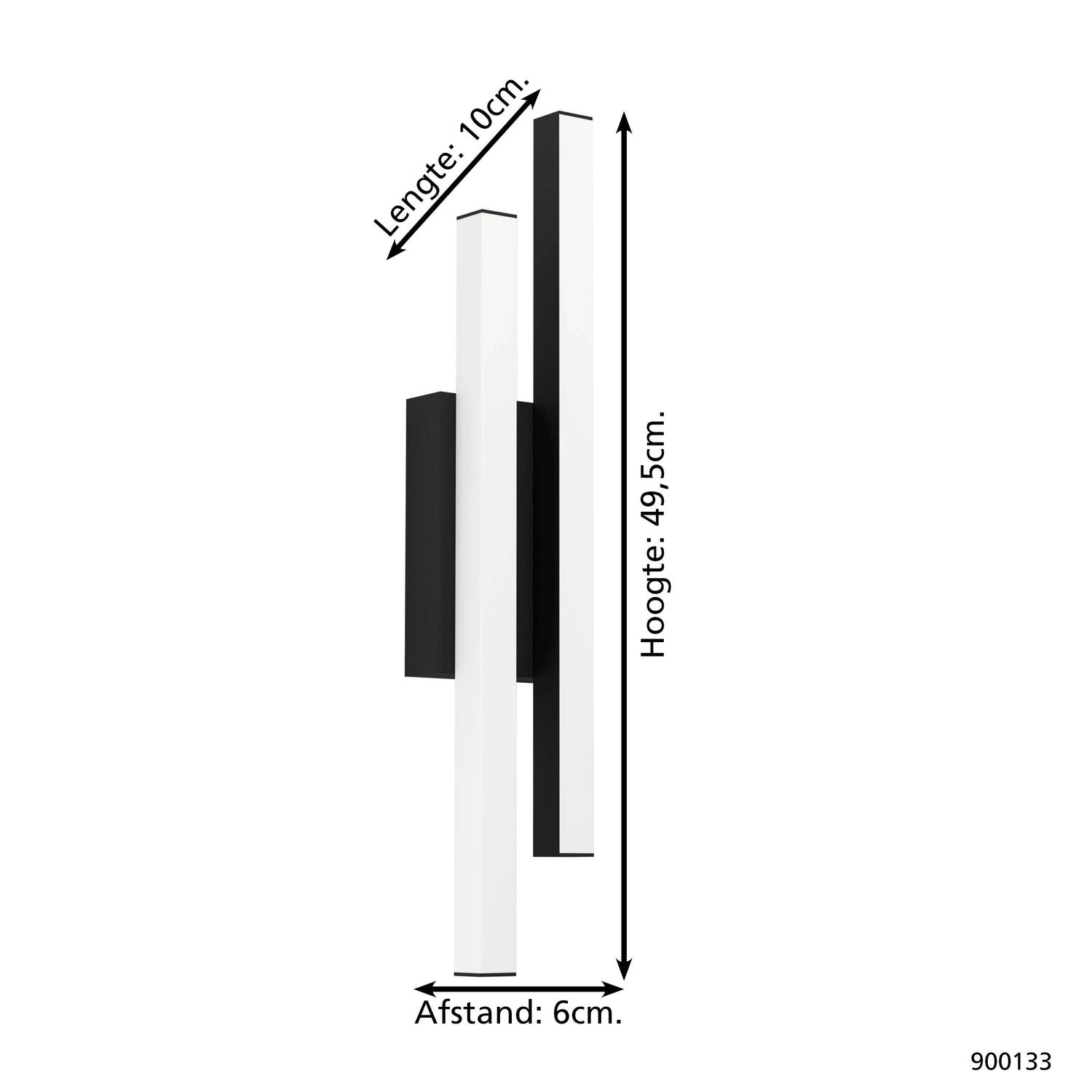 EGLO Serricella Wandlamp - LED - 49,5 cm - Zwart|Wit