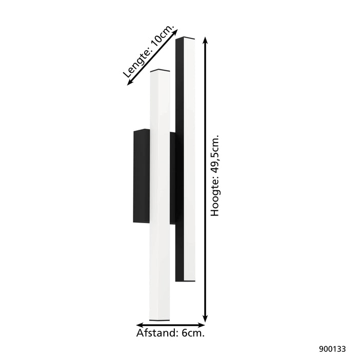 EGLO Serricella Wandlamp - LED - 49,5 cm - Zwart|Wit