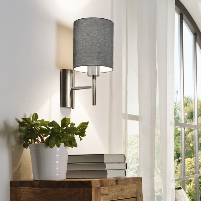 EGLO Pasteri - Wandlamp - 1 Lichts - Nikkel-Mat - Grijs