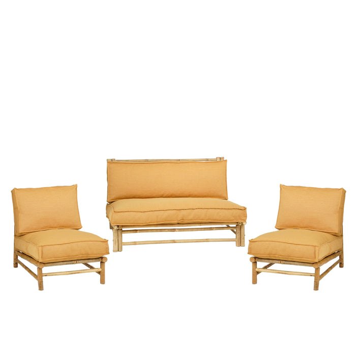 Mica Decorations Tropical Loungebank - L120 cm - Bamboe - Lichtbruin