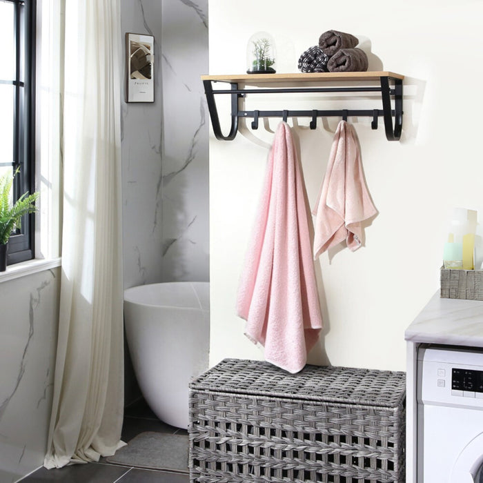 Kapstok voor de Muur of Wand - Wandkapstok met Haken in Lichte Eik Kleur - 60 cm Lang