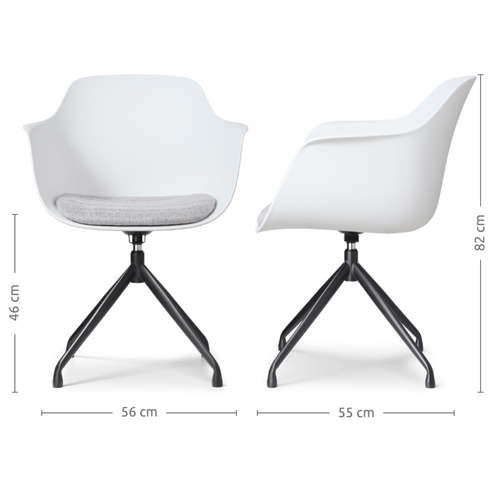 Nolon Nola-Liz Eetkamerstoel Wit - Lichtgrijs - Draaibaar - Zwart
