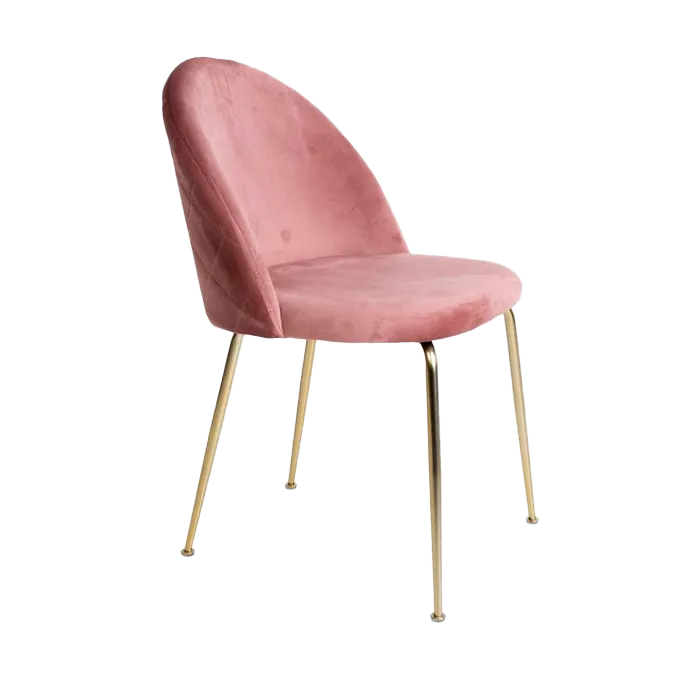 Artichok Aniek Eetkamerstoel Velvet Roze - Gouden Poten