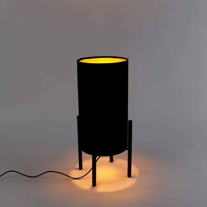 QAZQA Moderne tafellamp zwart met velours zwarte kap - Rich