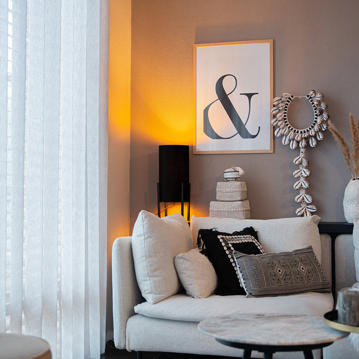 QAZQA Moderne tafellamp zwart met velours zwarte kap - Rich