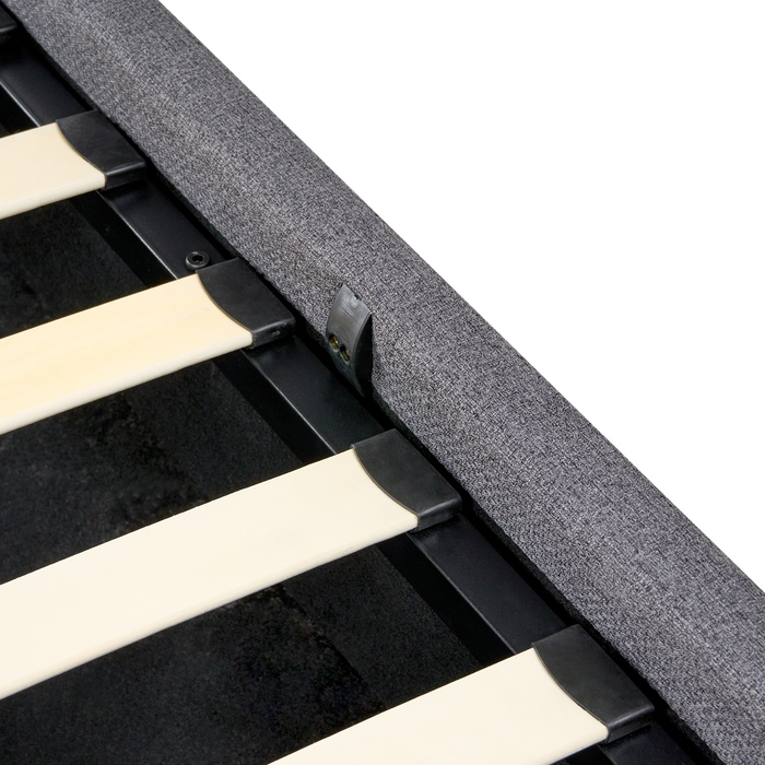 Beliani-DINAN -Tweepersoonsbed-Donkergrijs-160 x 200 cm-Polyester