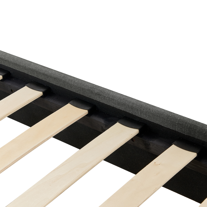 Beliani - ROANNE - Tweepersoonsbed - Grijs - 180 x 200 cm - Polyester