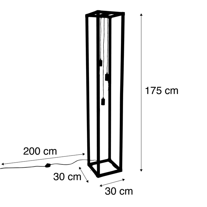 QAZQA Smart vloerlamp zwart 3-lichts incl. Wifi G95 - Big Cage