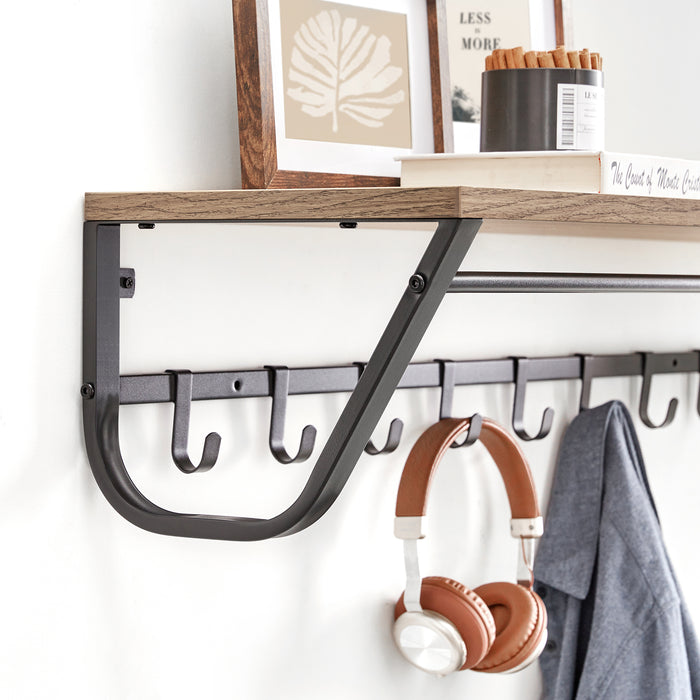 Lange Kapstok voor de Muur of Wand - 90 cm Lang - Essenhout bruin