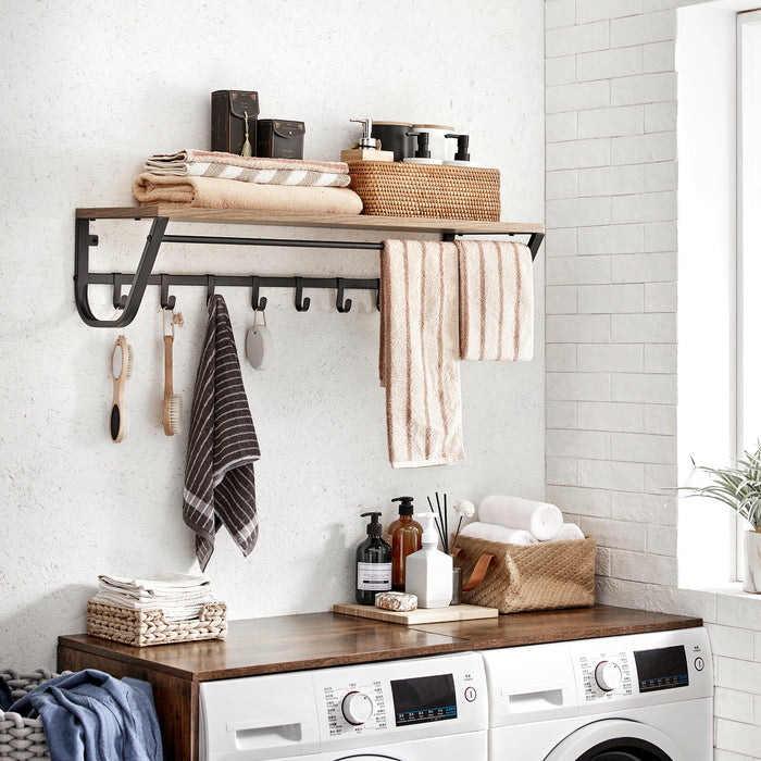 Lange Kapstok voor de Muur of Wand - 90 cm Lang - Essenhout bruin