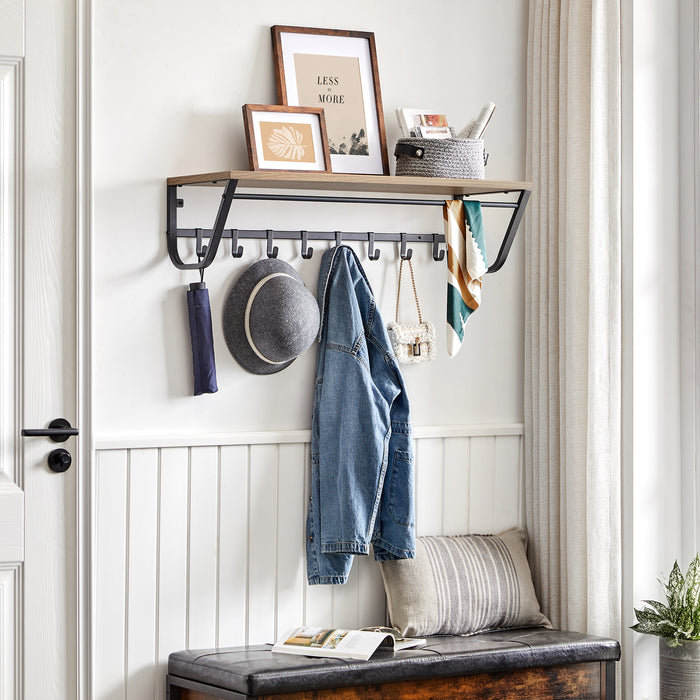 Lange Kapstok voor de Muur of Wand - 90 cm Lang - Essenhout bruin