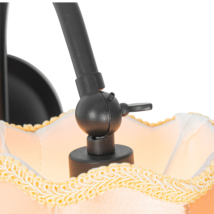 QAZQA Klassieke wandlamp zwart met lampenkap goud - Nona