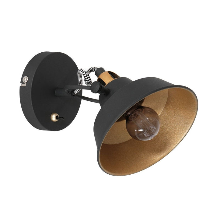 Mexlite - wandlamp - Nove - zwart - metaal - opbouwspot - E14 - 3326ZW