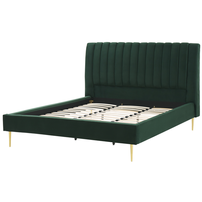 Beliani-MARVILLE -Tweepersoonsbed-Smaragdgroen-180 x 200 cm-Fluweel