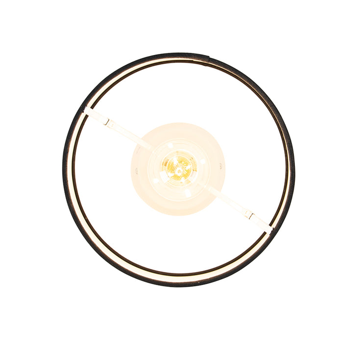 QAZQA Plafondlamp met linnen kap zwart 25 cm - Combi wit