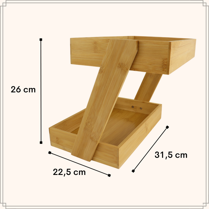 OTIX Serveertoren Etagere Bamboe 2 Laags Hout 31.5x22.5x26cm Etagères