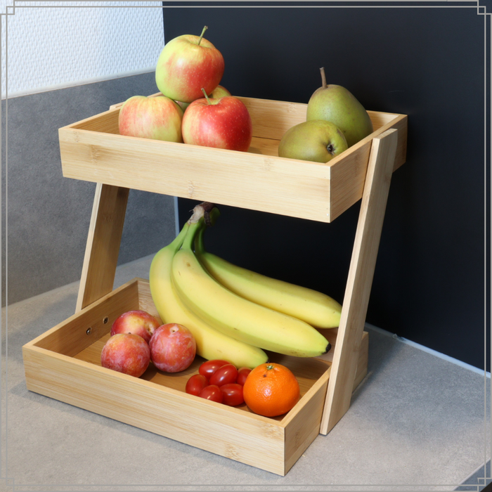 OTIX Serveertoren Etagere Bamboe 2 Laags Hout 31.5x22.5x26cm Etagères