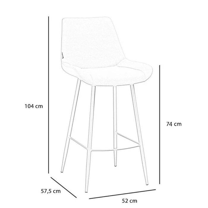 Bronx71 Scandinavische barkruk Maud gerecyclede stof taupe 74 cm